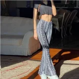 Plus Size Bohemian Slim Flared Printed Pants GWTC-W0730