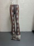 Plus Size Bohemian Slim Flared Printed Pants GWTC-W0730