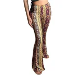 Plus Size Bohemian Slim Flared Printed Pants GWTC-W0730
