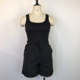 Sleeveless Solid Color Two Piece Shorts Set GWDS-220508