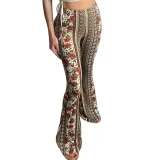 Plus Size Bohemian Slim Flared Printed Pants GWTC-W0730