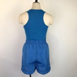 Sleeveless Solid Color Two Piece Shorts Set GWDS-220508