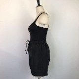 Sleeveless Solid Color Two Piece Shorts Set GWDS-220508