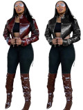 Long Sleeve Leather Short Coats YMEF-57075
