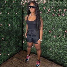 Sleeveless Solid Color Two Piece Shorts Set GWDS-220508