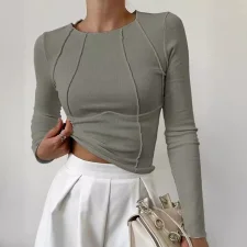 Solid Color Long Sleeve Tops GWTC-W0764