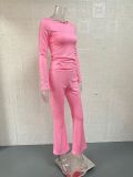 Solid Color Casual Two Piece Pants Set GWTC-W0719