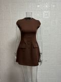 Plus Size Sleeveless Solid Color Mini Dress GWTC-W0731