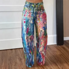 Print Casual Loose Straight Jeans GSMJ-8020