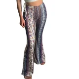 Plus Size Bohemian Slim Flared Printed Pants GWTC-W0730