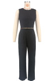 Sleeveless Solid Color Two Piece Pants Set XHXF-8728
