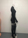 Long Sleeve Solid Color Mini Dress+Stockings 2 Piece Set GWTC-W0316
