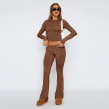 Solid Color Casual Two Piece Pants Set GWTC-W0719