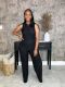 Sleeveless Solid Color Two Piece Pants Set XHXF-8728