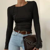 Solid Color Long Sleeve Tops GWTC-W0764