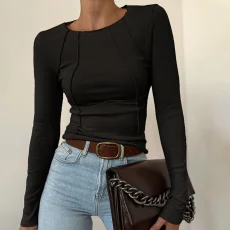 Solid Color Long Sleeve Tops GWTC-W0764