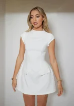 Plus Size Sleeveless Solid Color Mini Dress GWTC-W0731