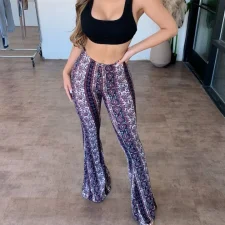 Plus Size Bohemian Slim Flared Printed Pants GWTC-W0730