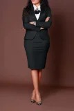 Plus Size Fashion Long-Sleeve Blazer and Pencil Skirt Suit GWTC-W0777