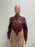 Long Sleeve Leather Short Coats YMEF-57075