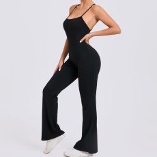 Solid Color Backless Sport Yoga Jumpsuit GQSA-44081