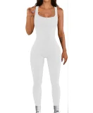 Plus Size Solid Color Square Neck Sport Jumpsuit GWTC-LTCX5203