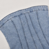 Sexy Wrap-Front Denim Bodycon Dress GYHF-9220DD