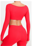Long Sleeve Square Neck Sport Two Piece Pants Set GQSA-1053