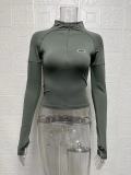 Tight Zipper Long Sleeve Tops GWTC-LZY015