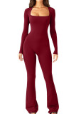 Long Sleeve Square Neck Slim Jumpsuit GWTC-LT5204