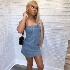 Sexy Wrap-Front Denim Bodycon Dress GYHF-9220DD