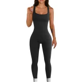 Plus Size Solid Color Square Neck Sport Jumpsuit GWTC-LTCX5203