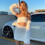 Solid Color Wrap Chest Tops Solid Three Piece Skirts Set GYHF-9627SD