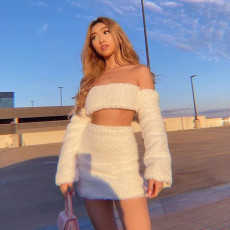 Solid Color Wrap Chest Tops Solid Three Piece Skirts Set GYHF-9627SD