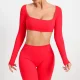 Long Sleeve Square Neck Sport Two Piece Pants Set GQSA-1053