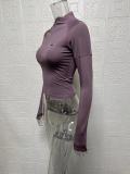 Tight Zipper Long Sleeve Tops GWTC-LZY015