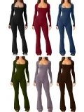 Long Sleeve Square Neck Slim Jumpsuit GWTC-LT5204