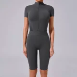 Long Sleeve Zipper Tight Sport Two Piece Pants Set GQSA-41180