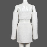 Solid Color Wrap Chest Tops Solid Three Piece Skirts Set GYHF-9627SD