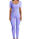 Plus Size Solid Color Square Neck Sport Jumpsuit GWTC-LTCX5203
