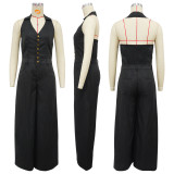 Sleeveless Backless Solid Maxi Dress YF-10884