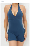 Solid Color Halterneck Tie Up Sport Romper GQSA-2283