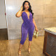 Solid Color Halterneck Tops Two Piece Pants Set GDSF-D25ST352