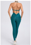 Halterneck Solid Tops Sport Yoga Pants Suit GQSA-74068/46442