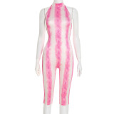 Snake Print Tie Up Backless Jumpsuit GDSF-D25JP342