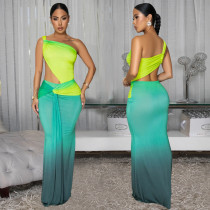 Sexy Off-Shoulder Gradient Color Maxi Dress BY-7473