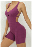 Solid Color Hollow Out Sport Romper GQSA-21431