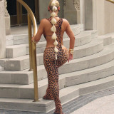 Deep V Neck Tie Up Bodysuit Pants Suit  XEF-K25S78349