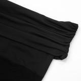 Patchwork Mesh One Shoulder Romper MXBF-J25RP190