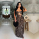 Leopard Print Tube Top Backless Maxi Dress BY-7501